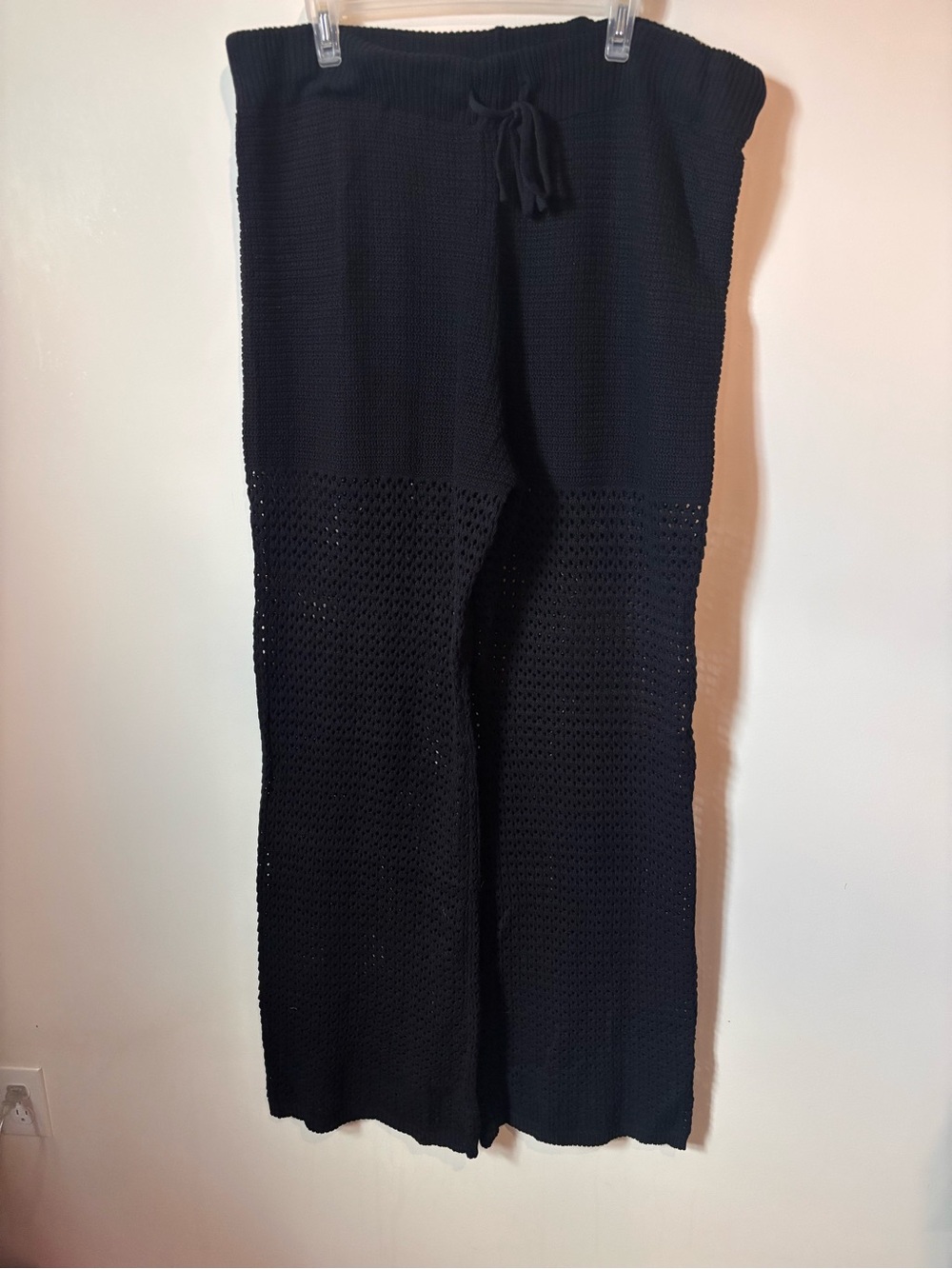 Black Knit Drawstring beach Pants